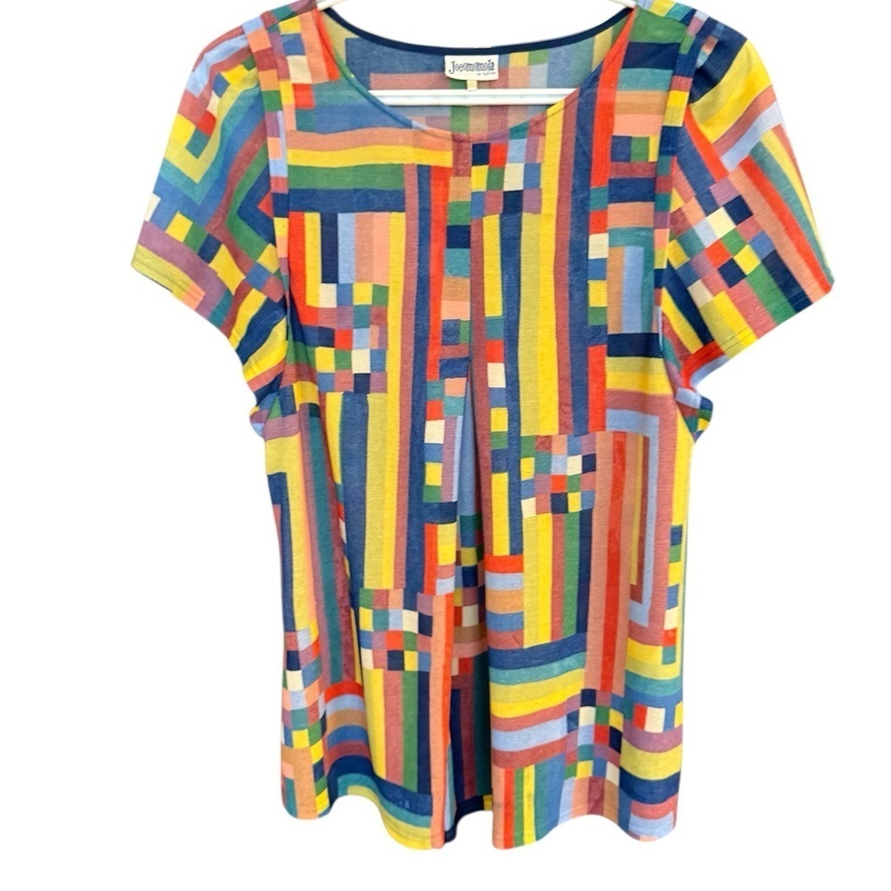 Jocomomola M EUC Multicolor Geometric Top with centre pleat and shoulder detail - Picture 2 of 16